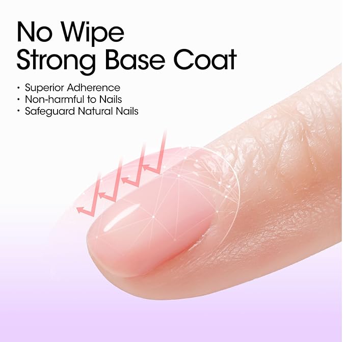 GELLEN Gel Top Coat and Base Coat 2 Pcs 18ml Superior Base Coat Top Coat Set No Wipe Soak Off Ultra Glossy Top Coat Gel Nail Polish UV LED Clear Nail Polish Long Lasting for 28+ Days