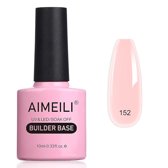 AIMEILI 5 in 1 Builder Nail Gel, Hema Free， Cruelty Free, Vegan, Soak Off Strengthener Gel Nude Hard Gel 10ML-152