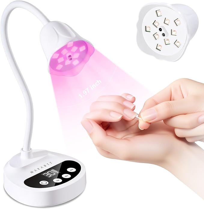 Makartt Flash Cure Nail Lamp: Portable Cordless UV LED Nail Lamp 50 mW/cm² for Gel X & Press-On Nails, Rechargeable USB Gooseneck Nail Dryer with Auto Sensor & 4 Timers for Gel Polish Travel Manicure
