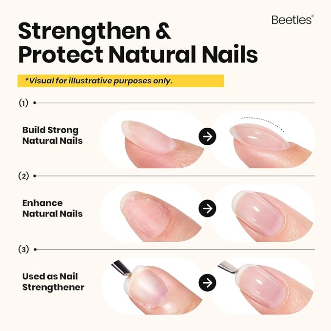 Beetles Builder Gel Kit HEMA Free & Handheld Nail Lamp, 8 in 1 Nail Thickening Strengthening Building Apex for Beginner DIY Salon at Home with Base & Top Coat,Clear Natural Nude Builder Nail Gel