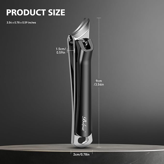 BALUCA Slanted Blade Ingrown Toenail Clippers for Thick Toenails, Angled Toe Nail Fingernail Cutter Trimmer for Seniors and Men - Black