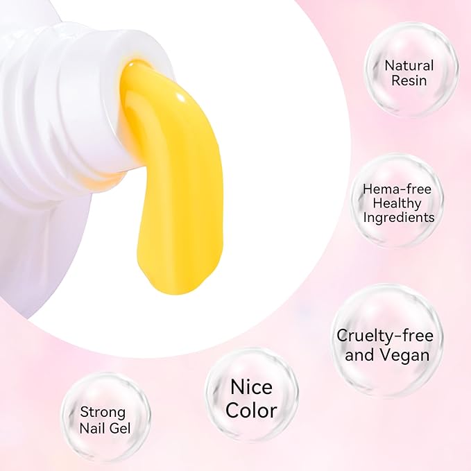 Makartt Hema-Free Poly Nail Gel Set: Orange Yellow Colors, Strong Builder for Extension Overlay Strengthener 3D Diy, Multifunctional, Long-lasting Manicures Home Salon-2PCs 30ML