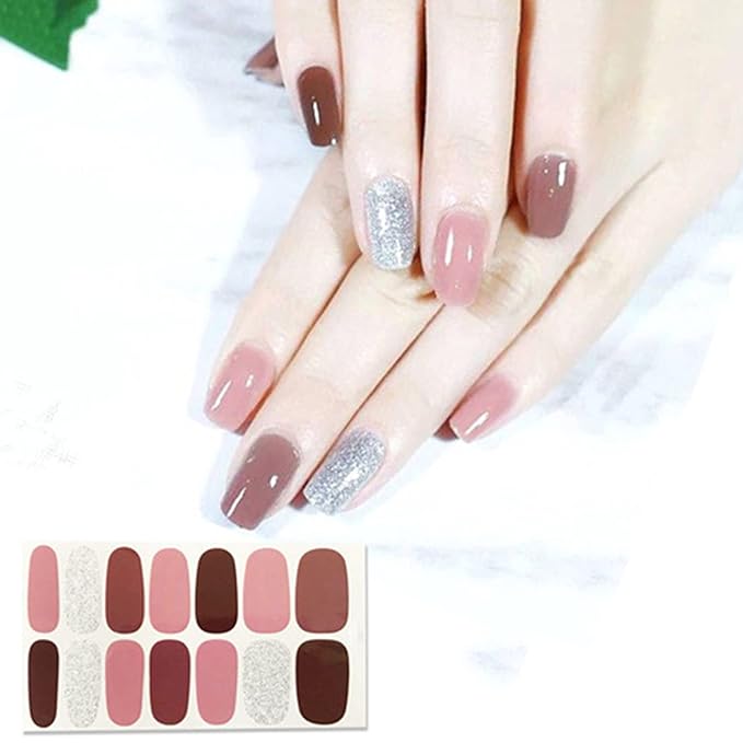 WOKOTO 20 Sheets Mixed Solid Color Nail Polish Stiers Full Nail Wraps For Women Self-Adhesive 280 Tips Press On Nail Polish Strips Gel Stickers For Nails With Nail File Easy Apply Color Strips Sheets