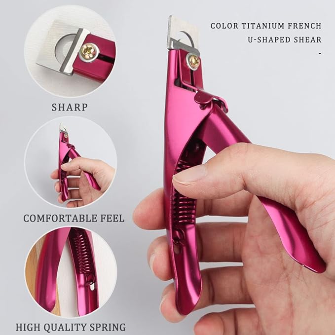 SUMAJU Professional Acrylic False Nail Clippers for Acrylic Nails Nail Tip Cutter Nail Manicure Tool (Rose Red)