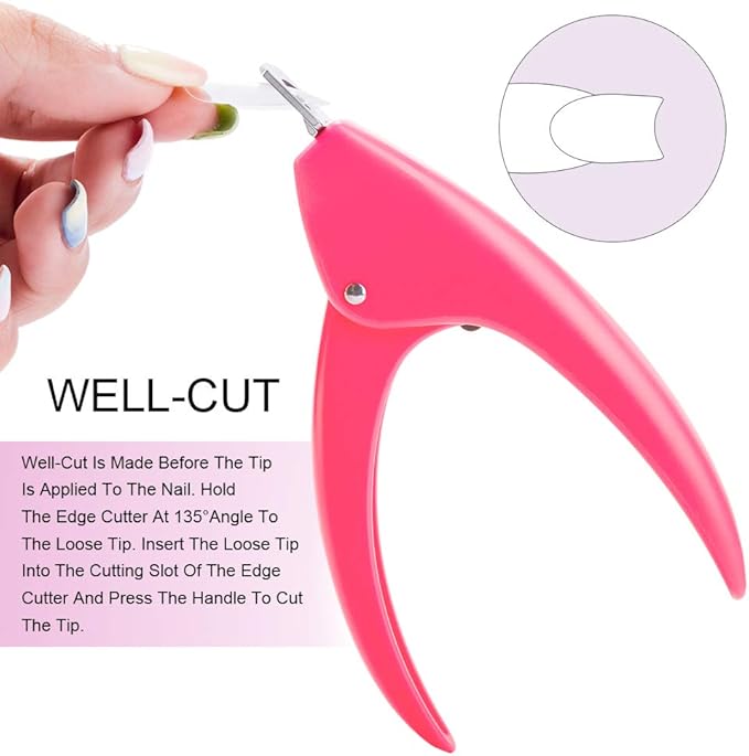 Belleboost Nail Tip Clipper Edge Cutter Adjustable Stainless Steel False Artificial Acrylic Fake Trimmer Manicure Pedicure Sharp Rustproof Blade Clip Tool for Salon Home Art,DIY Use Acrylic Pink