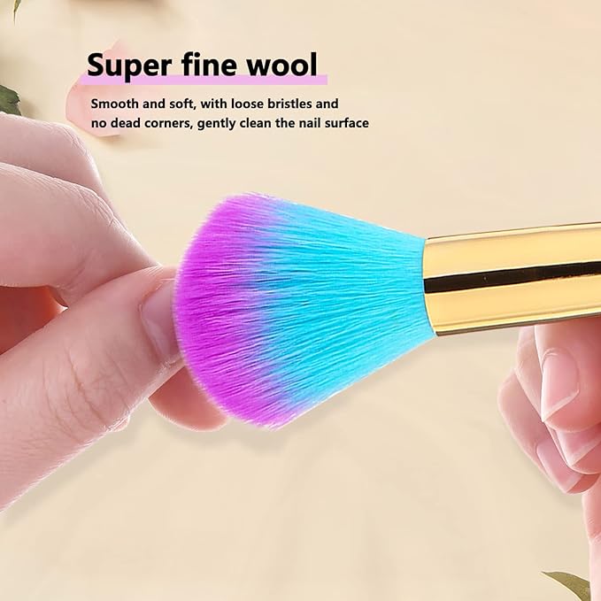 SILPECWEE 1pc Nail Sponge Pen and Nail Dust Brush, Ombre Nail Brush Double Ended Nail Design Brush French Manicure Brush Acrylic Nail Brushes for Cleaning Nail Art Tools (Blue)