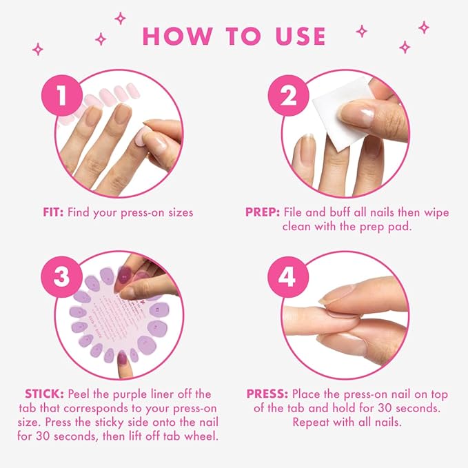 Super Stick Mani Adhesive Tabs Set | No Glue Needed | Use with Olive & June Press-On Nails | Non-Toxic Tabs | Easy On-Off, Non-Damaging | Realest Look | 7-Day Wear
