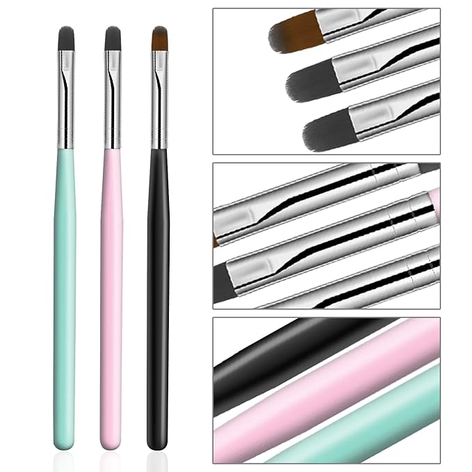 DANNEASY 3Pcs Acrylic Nail Brush Nail Art Brushes Ombre Nail Brushes Nail Polish Brush Nail Pen Builder UV Gel Nail Painting Pen Nail Design Tools