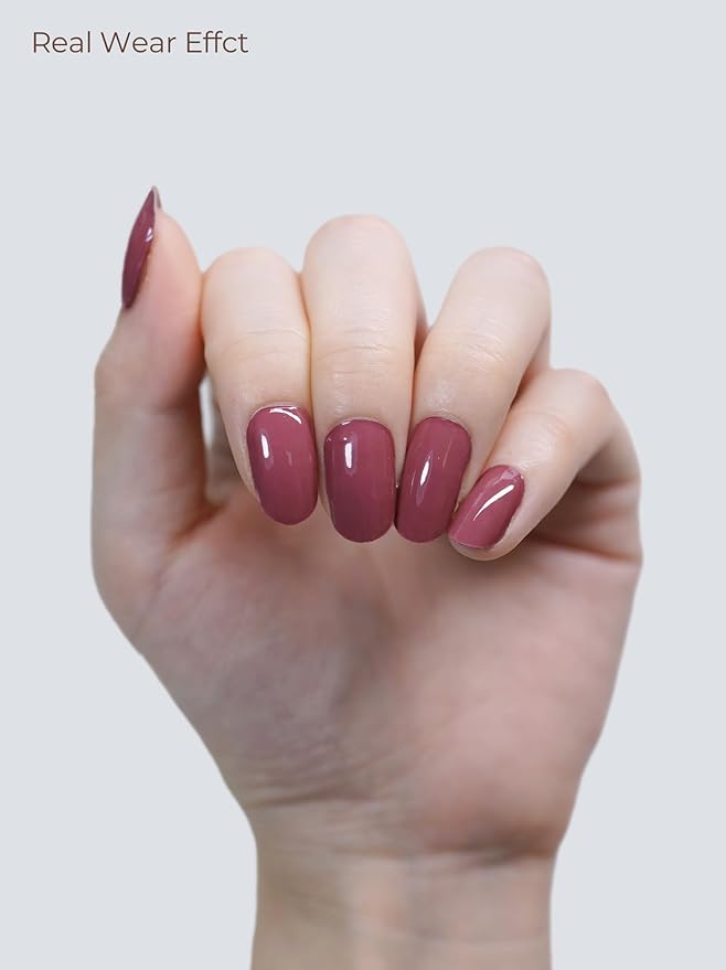 Semi Cured Gel Nail Strips - UV Light Gel Nail Stickers - 20 Long Lasting Salon Quality Wraps (Clay Rose Pink)