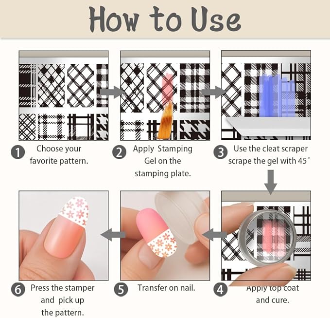 UNICRAFTALE 3Pcs Nail Stamp Plates Set Lattice Texture Nail Stamping Plate Texture Image Nail Stencils Plaid Argyle Pattern Nail Art Stamping Template with Nail Scraper for Women Nail Design Tools