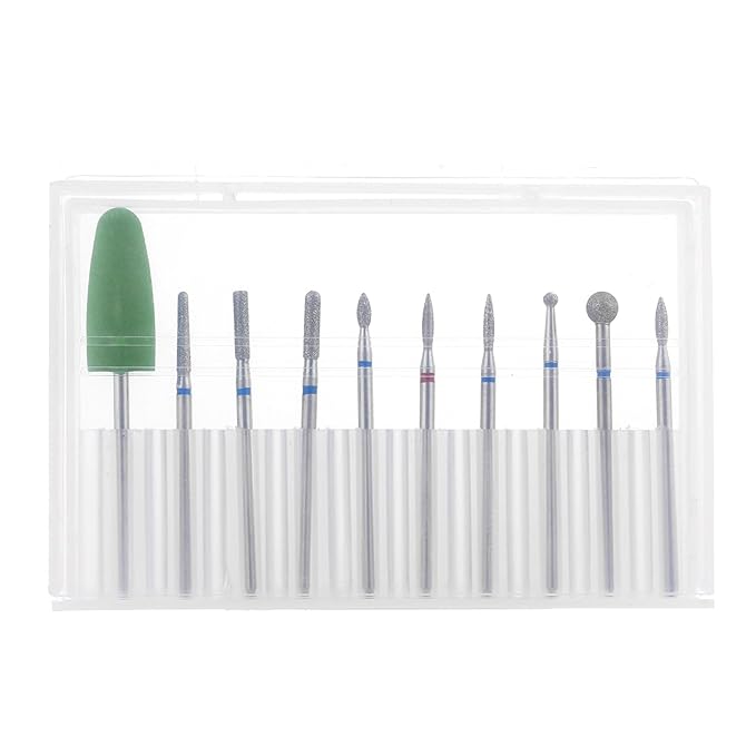 10pcs Nail Drill Bits Set for Manicure, Diamond Bits Drill Kit for Nails Professional Russian Cuticle Removal Bits Manicure Set Professional for Home Salon