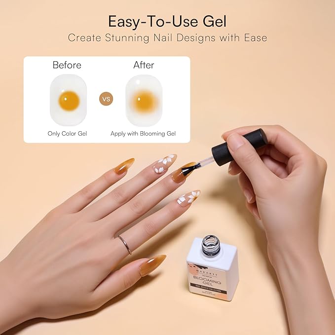 Makartt Blooming Gel: Clear UV LED Nail Art Polish for Spreading Effect Marble Soak Off Nail Polish Gel Painting Nail Designs for DIY Color Floral Watercolor Magic Manicure Gift for Women