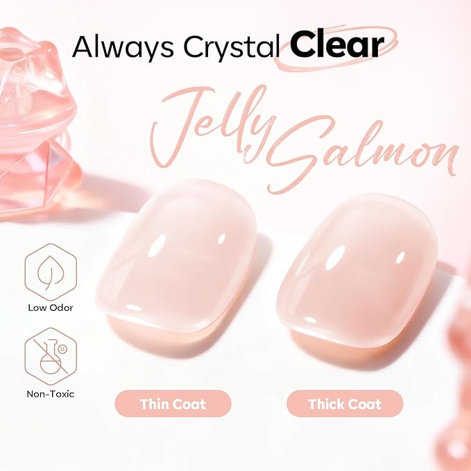 modelones Builder Nail Gel, Builder for Nails No Top Coat Needed, Sheer Nude Pink, C-Curve Sculpting, Glossy Jelly Finish Sheer Light Pink, No-Wipe, 9-in-One LED Lamp Cured Color Gel Polish