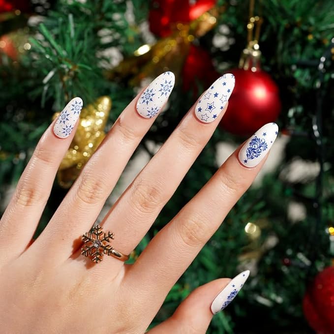 Semi-Cured Gel Nail Strips - 20 Salon-Quality Gel Sticker with UV Light Required, Long Lasting, Easy Application & Removal, Includes Prep Pad, Nail File, Wooden Stick (Frosted Porcelain)