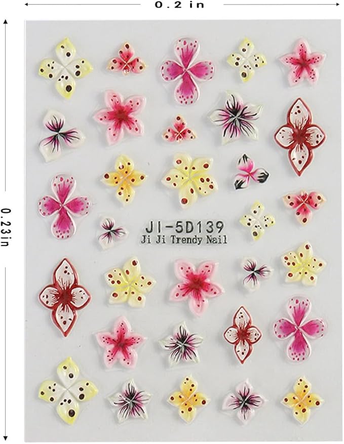 Stickers para Uñas Nail Stickers Self-Adhesive Sticker para Uñas Colorful 3D FlowerFloral Nail Stickers Art Design Accessories Hight Quality 4 Sheets