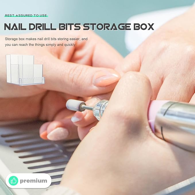 Beaupretty Nail Drill Bit Organizer Case 4.13X4.13X4.05In Compact Storage Box Portable Nail Grinding Head Holder for Manicure Salon and Home Use