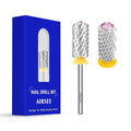 AIRSEE Tungsten Carbide Acrylic Nail Drill Bit Efile Electric File Machine Head Tip for Manicure Polishing Art Remove Gel 3/32" 2 Way Beginner Safety Pink Crystal Top Barrel 2X Coarse-2XC