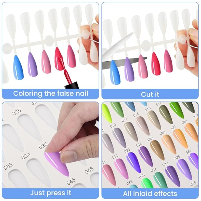 160 Nail Color Book, with 240 Flase Tips & Number Sticker Labels, Professional Nail Art Salon Display Booklet Nails Color Swatches Book for Polish UV Gel(COLOR:white)