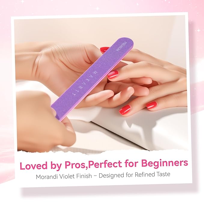 Makartt Nail File - 100/180 Grit Emery Boards for Nails, 10pcs Professional Dual-Sided Fingernail Files for Natural Acrylic Nails, Reusable Nail Care Manicure Set for Salon & DIY Use, Purple