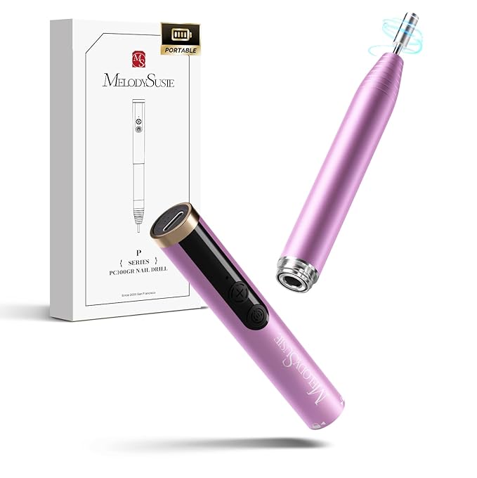 MelodySusie PocketNail Pen-Shaped Cordless Modular Nail Drill, PC100GR 20000RPM Slim Portable Rechargeable Electric File for Manicure Pedicure Nail Care, Shaping & Gel Removal at Home for Beginners