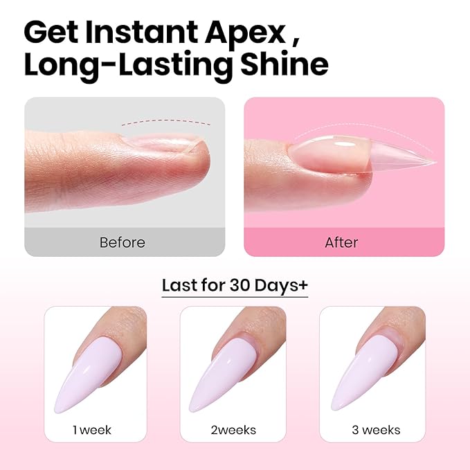 Beetles Tipex Instant Apex Nail Tips Kit – Stiletto Medium, Pre-Building Pre-Etched Thick Acrylic Tips with Tipex Nail Glue, Dehydrator, Primer, Base & Top Coat, Mini UV Lamp 224PCS in 16 Sizes