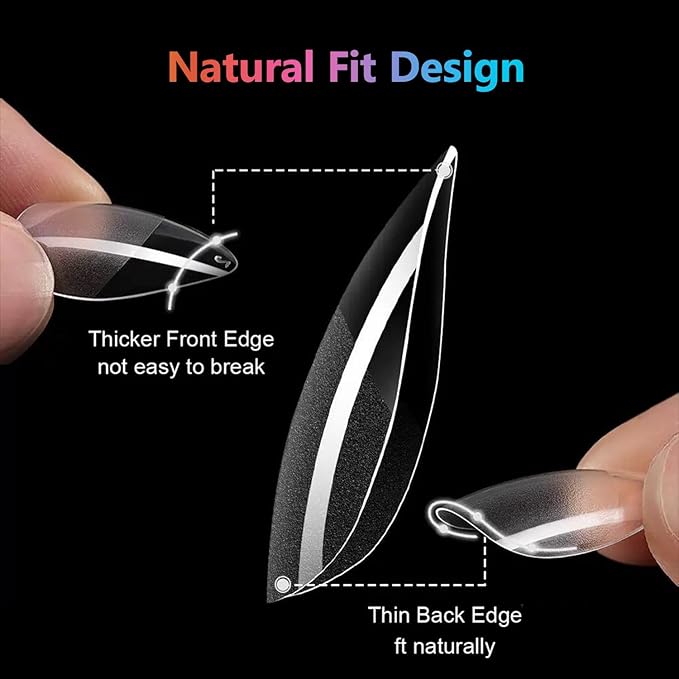 Medium Almond Nail Tips, 300pcs 15 Sizes Half Matte Pre-Shaped Press On Nails, Full Cover Soft Gel Fake Nails for DIY & Salon Nail Extension, Gift for Women