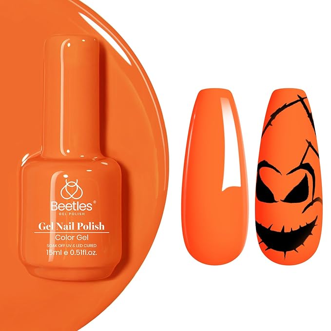 Beetles Orange Gel Polish - 1pc 15ml Bright Peach Coral Orange Gel Polish Color Soak Off UV LED Nail Lamp 15ml Gift for Women Vibrant Tangerine