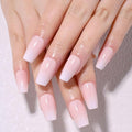 Light Nude Ombre Glossy Press on Nails Coffin Acrylic Fake Nails Stylish Design, Not Pixelated Like Digital Printing, Natural Reusable Nails Kit for Women False Nail, Salon Quality Reusable