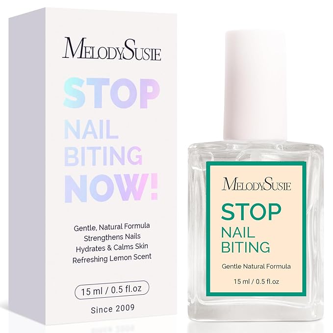 MelodySusie 15ML Nail Biting Treatment - Quick-Dry,Bitter-Tasting Polish to Stop Thumb Sucking & Nail Biting,Helps Repair Damaged Nails for Kids and Adults 0.53 fl oz