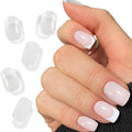 Semi-Cured Gel Nail Strips Kit - French with Clear Base Design, Long Lasting Salon Quality, 20 Pcs Full Nail Wraps, Easy DIY Manicure at Home (UV Lamp Required)