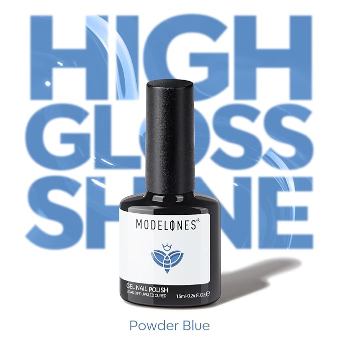 modelones Azure Blue Gel Nail Polish Blue Gel Polish Soak off LED Pastel Solid Nail Gel Polish Nail Art Manicure 15 ML