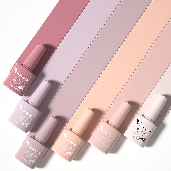 VENALISA Nude Gel Nail Polish Set, 6 Colors Nude Pink Gel Polish UV Gel Soak Off For Nail Salon DIY Home Manicure