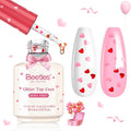 Beetles Spring Limited Heart Gel Top Coat 15ml - Hema Free Glitter Shine No Wipe Top Coat Long-Lasting for Gel Polish, Pink Heart Sparkle Soak Off UV LED Gift for Women
