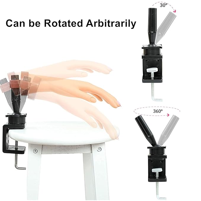 Wig Head Stands Mannequin Head Stand Cosmetology Manikin Training Head Stand Holding Holder Clamp Stands Black C-Clamp Holder Practice Hand Stand Adjustable Rotary Desk Table Clamp Holder (1 PCS)