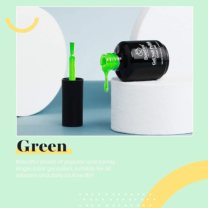 Beetles Neon Green Gel Nail Polish, 15ml Soak Off UV LED St Patricks Day Nails Lamp Salon DIY Home Gift for Women Lime Green