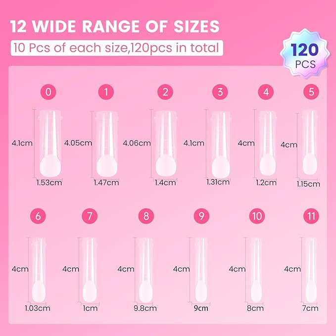 Polygel Nail Forms Kit for Toes,GlimightyX Reusable Toenails Dual Forms for Polygel with 1.35oz Nail Slip Solution Anti-Stick,with Dual-Ended Brush,Nail File and Nail Clips,12 Sizes 120Pcs