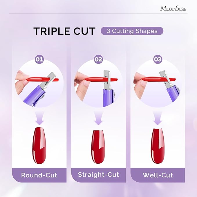 MelodySusie Acrylic Nail Clippers, Professional Nail Clippers Cutters for Acrylic Nails Fake Nail Tips, Adjustable Stainless Nail Trimmer, Manicure Tool for Salon Home Nail Art, Purple