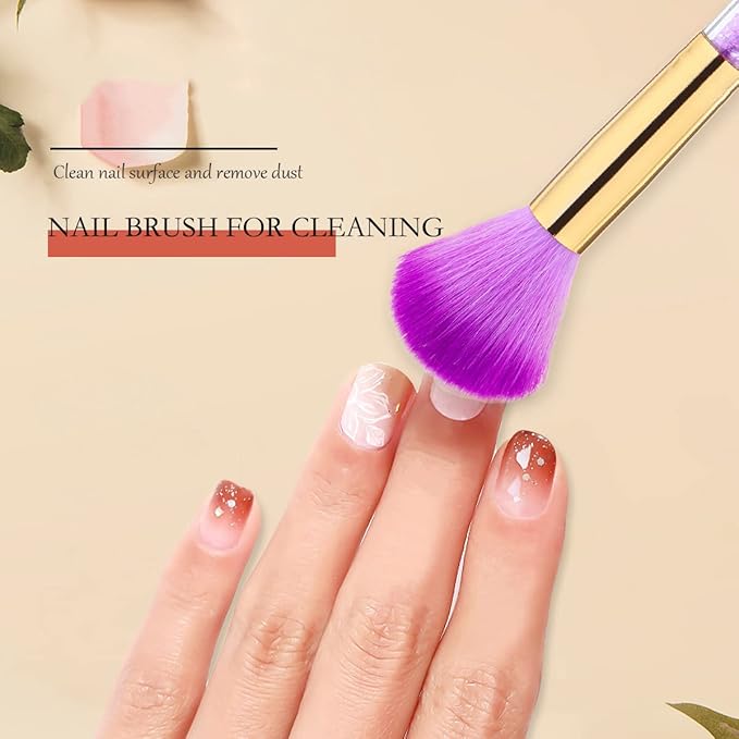 SILPECWEE 1pc Purple Nylon Sponge & Regular Nail Brush, Ombre Nail Art Brush, Acrylic Nail Brush Cleaner, Alloy & Acrylic Handle, Perfect for Gel Nails & French Manicure