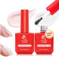 Lavender Violets 2pcs 15ml Builder Gel Rubber Base Gel Polish Pink & White Neutral Colors for Nails Thickening, Nail Strengthening Extension Repair Natural Nails Base & Color 2in1 A110+A112