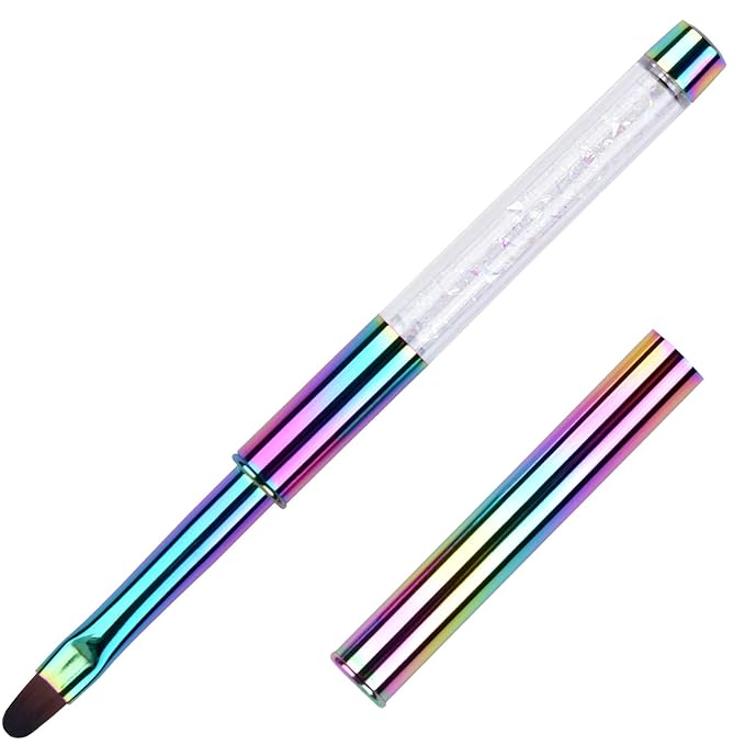 1Pcs Oval UV Builder Gel Nail Brush Rhinestone Handle Professional Nail Art Tool for Polygel Hard Gel