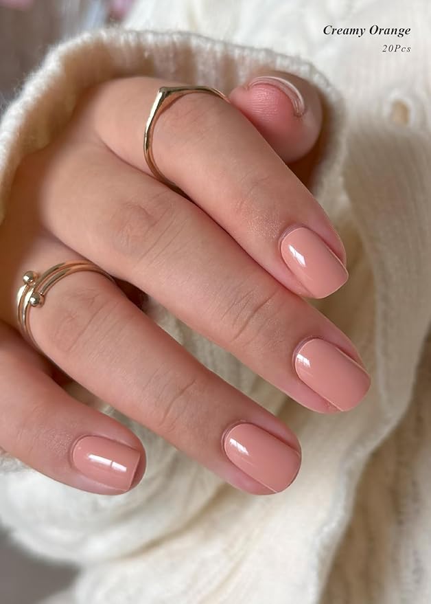 Semi Cured Gel Nail Strips (Creamy Beige), 20 Pcs Gel Nail Wraps, Stickers, Salon Quality, Works with Any UV Lamps