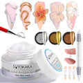 Solid Builder Gel for Nails, 60g Clear 3D Sculpting Modeling Carving Non-Sticky Hand Hard Gel Nail Extension Glue with Chrome Powder and Silicone Sculpture Pen Nail Art Salon Home DIY