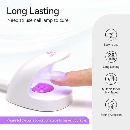 Gelike EC Gel Nail Glue for Beginners: 6 in 1 Strong Adhesive UV Nail Glue Press On Natural Acrylic Nail Tips for Salon Manicurist DIY Hema-Free Vegan 9 Toxics-Free Quick Dry Soak Off Low-Odor