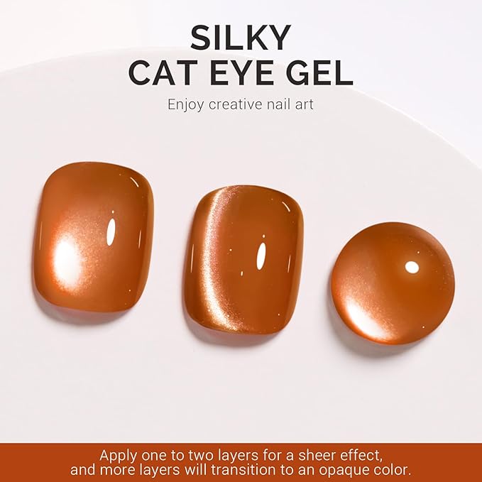 MelodySusie Silky Cat Eye Gel Nail Polish, Light Gold Glitter Holographic Magnetic Nail Polish with Magnet, 0.5 Fl Oz UV Gel for Nail Art Manicure Salon DIY at Home B5201