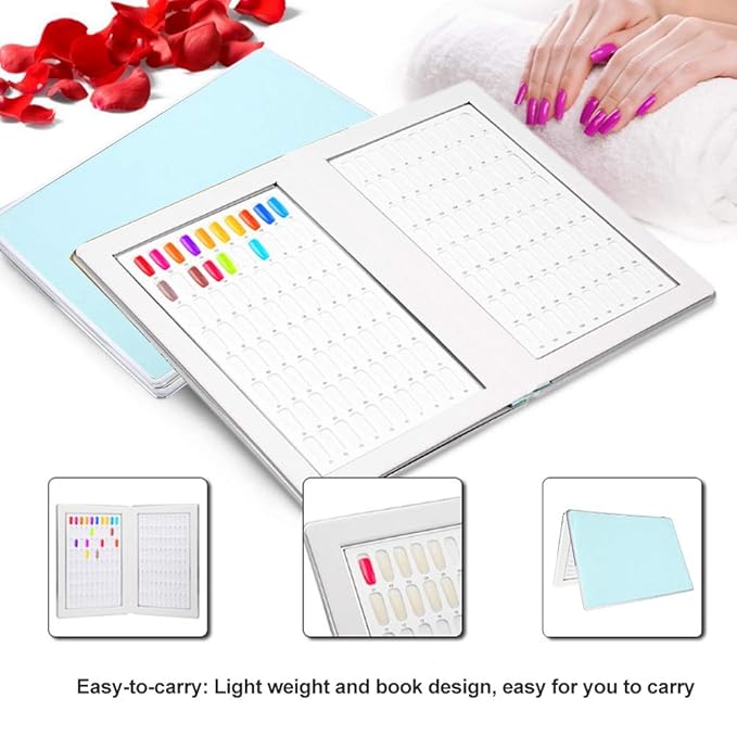 Nail Gel Color Card, High Capacity 160 Slots Nail Polish Display Chart Book, Reusable Nail Art Showing Shelf for Manicurists or DIY Enthusiasts