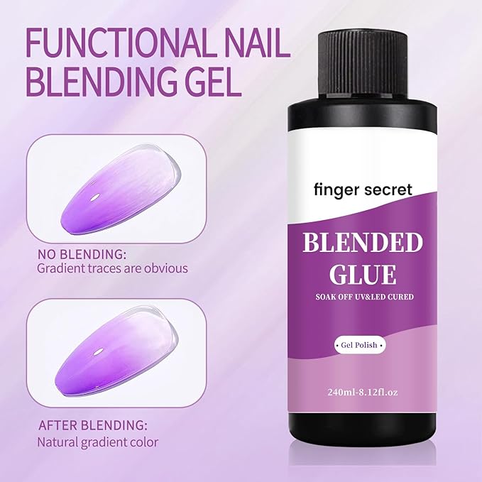 Blending Glue,Clear Gel Nail Polish Thinner Glue for Blending Ombre Gel Nail Polish Color Mixing Gradient Glitter Sequins,240ml/8floz for Nail Art Painting DIY Nail Blend Glue