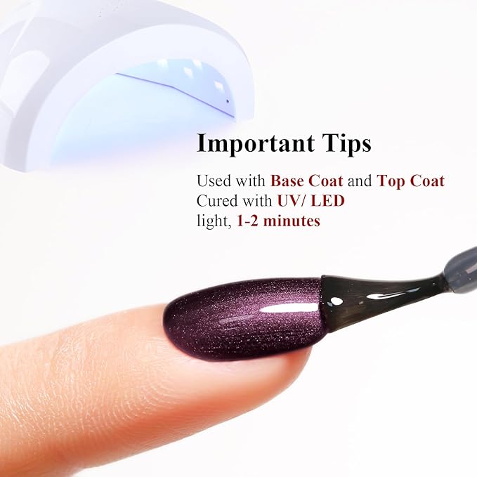 Pearl Gel Nail Polish, 0.5 Fl Oz Purple Brown Glitter Pearl Gel Nail Polish Sparkle Shimmer Fall Winter for Art DIY Manicure Soak off LED UV
