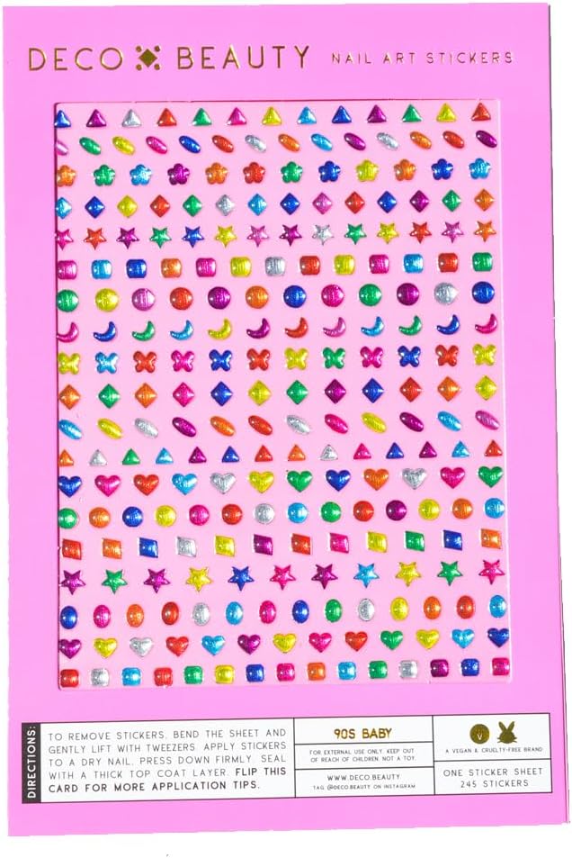 Deco Beauty 90s Baby - Super Thin & Easy-to-Apply Nail Art with The Cutest Designs - Durable & Long-Lasting Nail Art Stickers and Decals for Women, for DIY at-Home Manicures & Salon-Quality Nails
