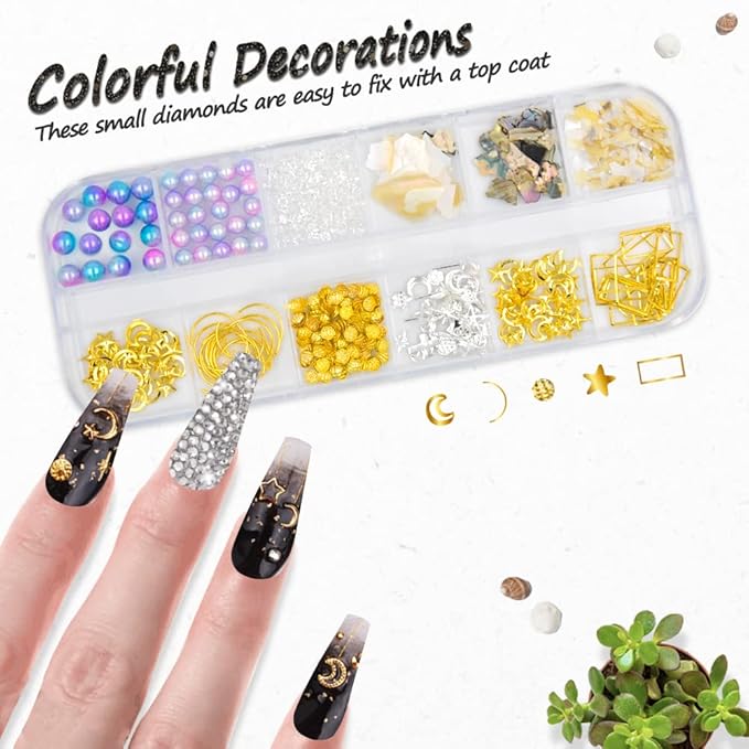 Gel Nail Polish Kit with Nail Art Decorations, Nail Polish Set include 11 Colors with Glossy & Matte Top Coat, Base Coat, Nail Stickers, Rhinestones decorations and Manicure Tools for Women