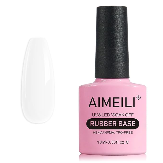 AIMEILI Gel Nail Polish, Rubber Base, Hema Free, Sheer, 4 in 1 Nail Strengthen, 10ml